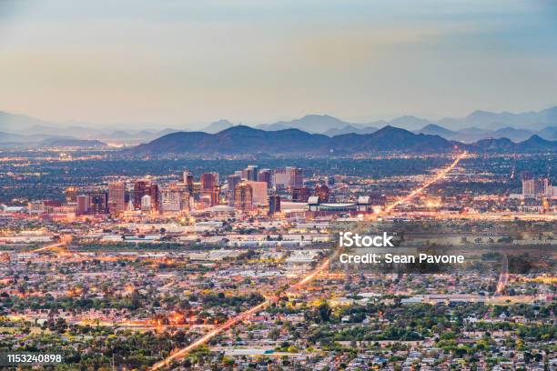 Phoenix Arizona Usa Downtown Cityscape At Dusk Stock Photo - Download Image Now - Phoenix - Arizona, Arizona, Landscape - Scenery