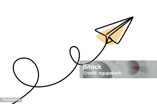 istock Paper plane continuous one line drawing 1153246546