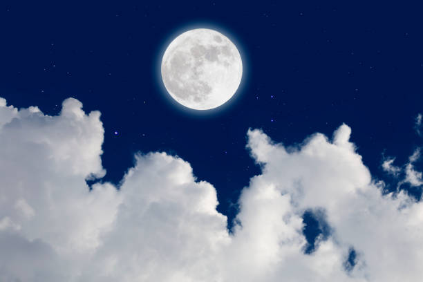istock Full moon with starry and clouds background. Romantic night. 1153246580