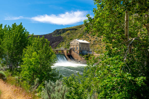 istock Forest along the Boise river with Diversion Dam seen through 1153248921