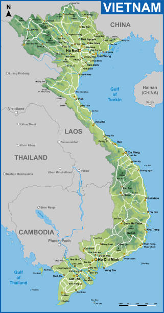 vietnam map - laos stock-grafiken, -clipart, -cartoons und -symbole