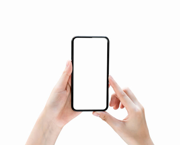 istock Hand holding smartphone blank screen on isolated. Take your screen to put on advertising. 1153250489