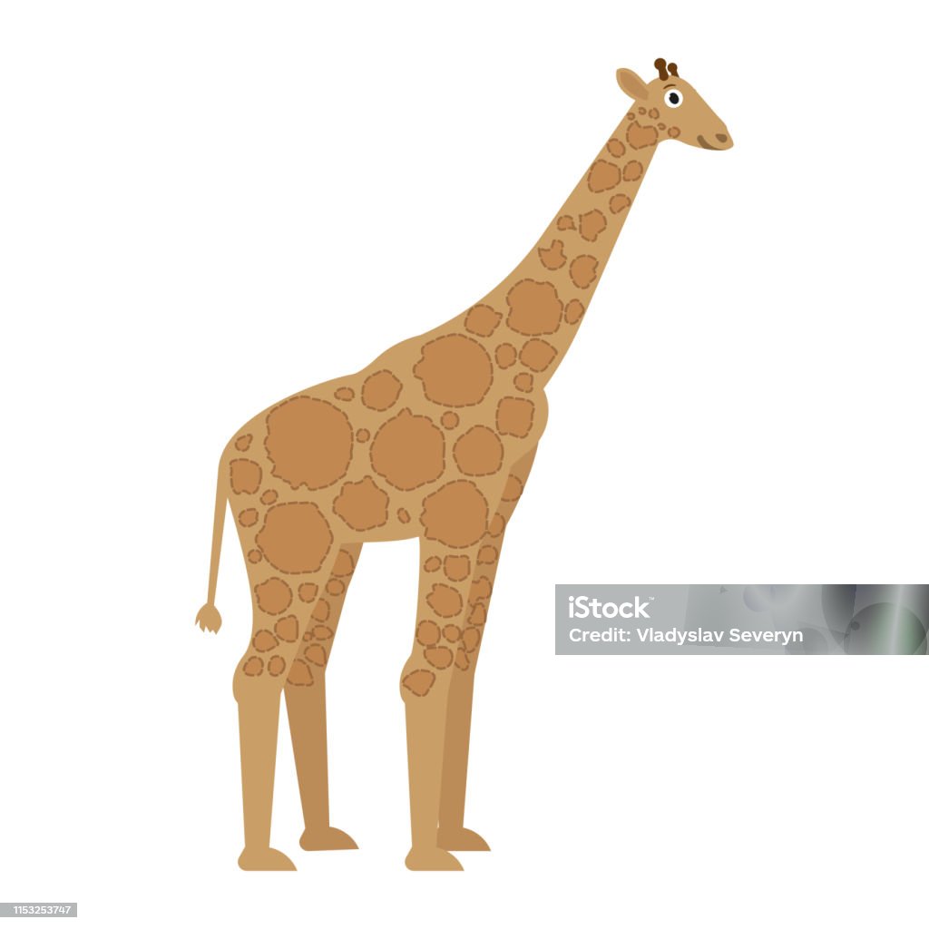 Vetores de Ícone Do Giraffe No Estilo Liso Ilustração Animal Africana