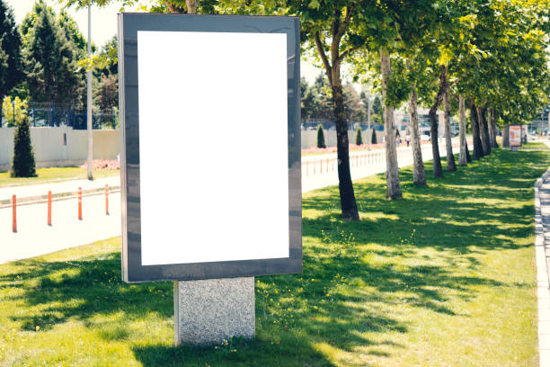 istock Vertical blank billboard on the city street 1153253797