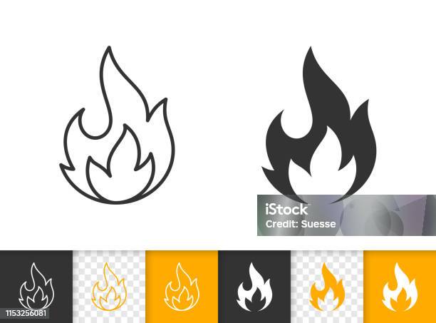 Api Api Api Api Api Api Api Hitam Ikon Vektor Garis Hitam Ilustrasi ...