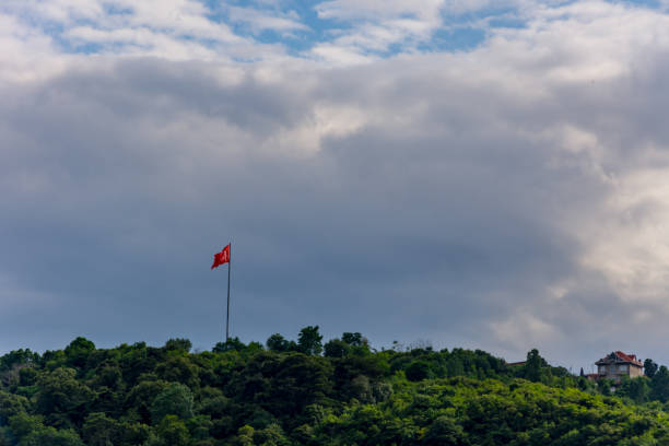 istock The turkish flag flagging above the trees 1153260177