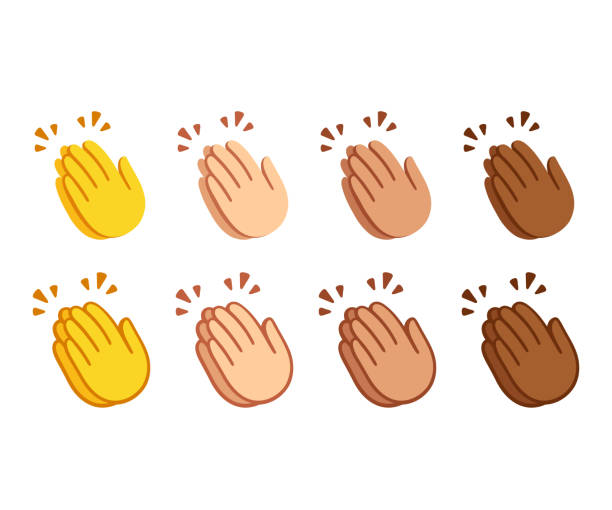 ilustraciones, imágenes clip art, dibujos animados e iconos de stock de clapping manos emoji conjunto - hand clapping