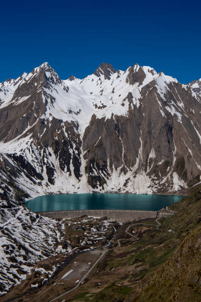 istock Mountain Dam with lake and mountains range view vertical , Val  formazza Riale Italy 1153262896
