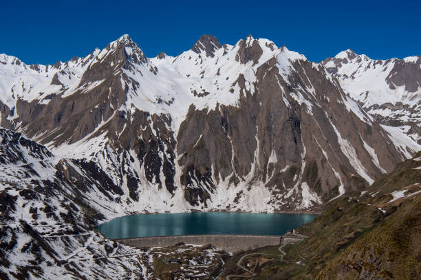 istock Mountain Dam with lake and mountains range view horizontal , Val  formazza Riale Italy 1153263049