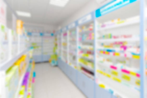 blurred abstract background with store, pharmacy, minimarket