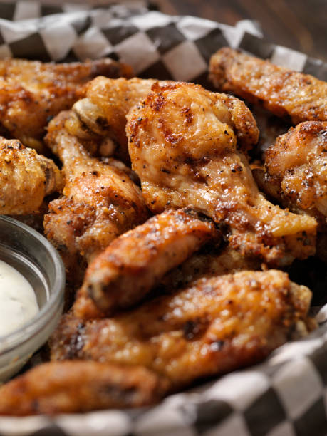 Air Fried, Crispy Chicken Wings with Ranch Dip