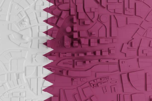 istock abstract low poly town painted in flag Qatar 1153269698
