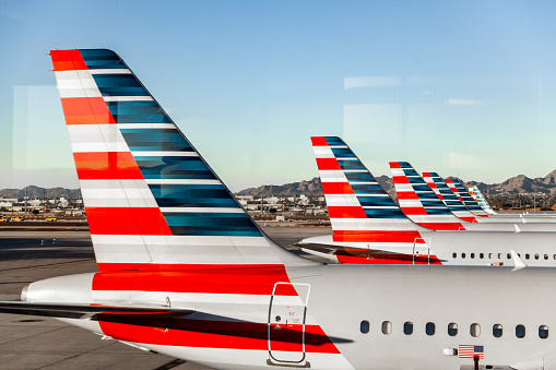 Ciudad de Mexico, Mexico – January 14, 2024: American Airlines airplane parked on runway at airport