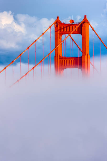 san francisco bay area in california - bridge golden gate bridge cloud san francisco bay imagens e fotografias de stock
