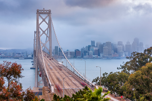 The Bay Bridge and the city of San Francisco California