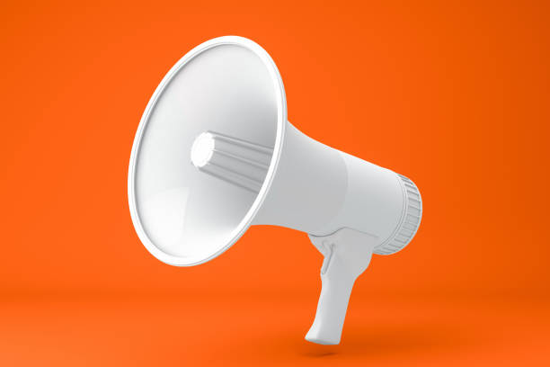 megáfono - orange white audio fotografías e imágenes de stock