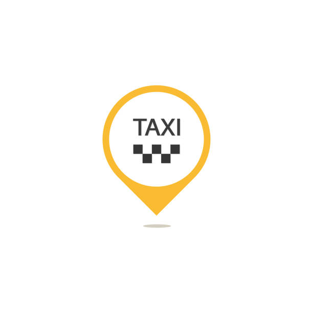illustrazioni stock, clip art, cartoni animati e icone di tendenza di icona del puntatore del taxi. design piatto vettoriale - taxi