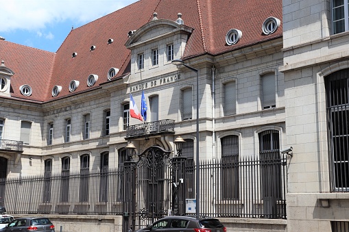 French Constitutional Council (Conseil Constitutionnel) in the Palais Royal, near Louvre, Colonnes de Burren - Paris, France