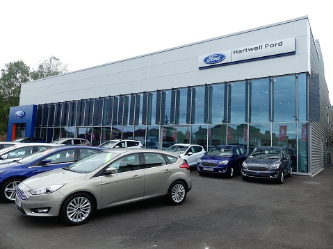 Watford, Hertfordshire, England, UK - June 2nd 2019: Hartwell Ford vehicle dealership, 202 to 204 Rickmansworth Road, Watford