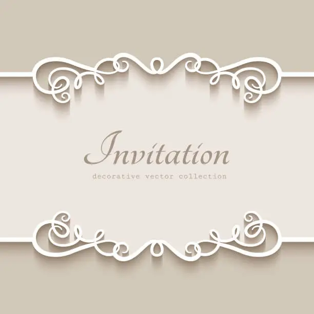 Vector illustration of Vintage frame with cutout paper borders