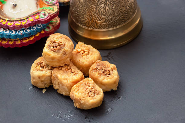 istock Traditional arabic delight sweets with cashew nuts. Eastern sweets. Close up. 1153281176