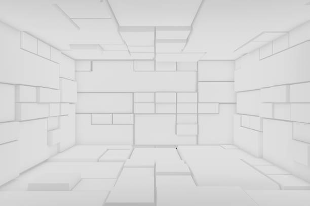 istock Empty 3d Room with abstract cube blocks and geometric shapes 1153282359