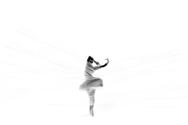 Beautiful ballerina dancing classical ballet behind thin nylon Beautiful ballerina is dancing in dream world ballerina shadow stock pictures, royalty-free photos & images