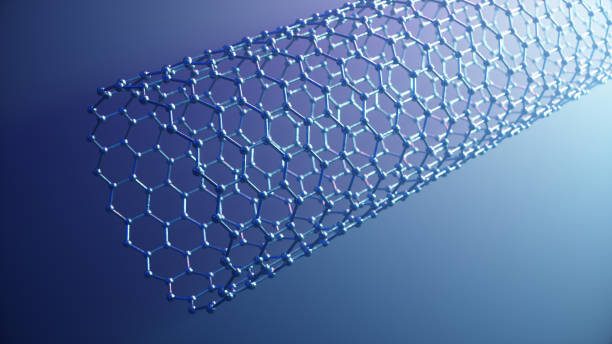 istock 3d Illustration structure of the graphene tube, abstract nanotechnology hexagonal geometric form close-up, concept graphene atomic structure, concept graphene molecular structure. Carbon tube 1153285841