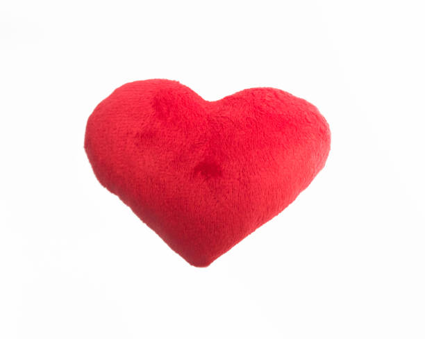 istock Soft toy red heart on white background 1153287339