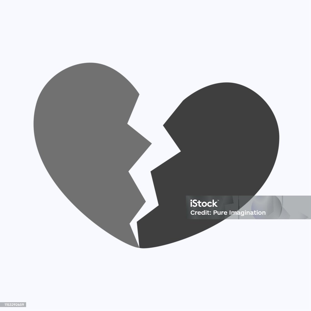 Đen Đau Lòng Hoặc Trái Tim Tan Vỡ Trên Nền Trắng Hình minh họa Sẵn ...