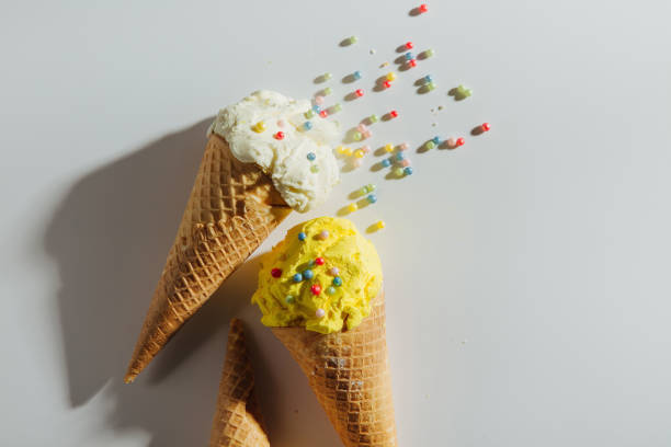 istock Ice cream cones on white background. Summer concept. 1153293853
