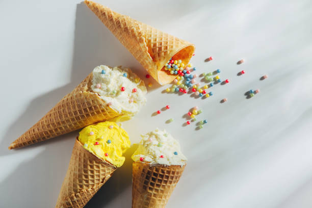 istock Ice cream cones on white background. Summer concept. 1153294695