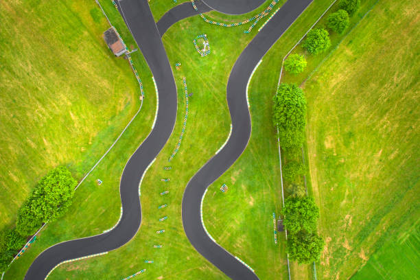istock Abandoned Go-Cart track - aerial view 1153298364
