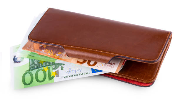 istock leather wallet and withdrawing European currency 1153299897