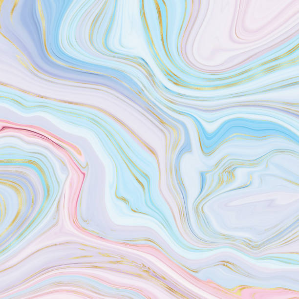 Abstract Marble Swirls Background Fluid marbling effect with subtle gold veining accents marble stock illustrations