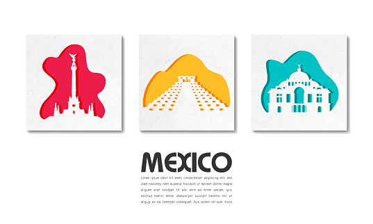 Mexico Landmark Global Travel And Journey paper background. Vector Design Template.used for your advertisement, book, banner, template, travel business or presentation.