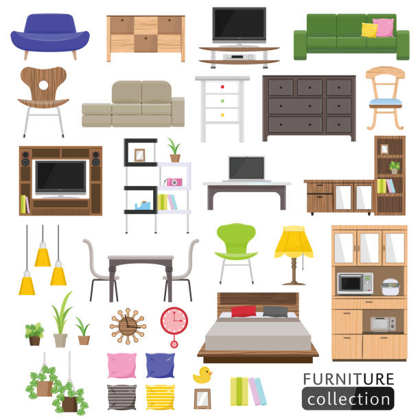 Interior icon. Interior icon. bed furniture illustrations stock illustrations