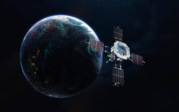 istock Earth orbit with satellite. Network connection. Communication of future. Elements of this image furnished by NASA 1153308196