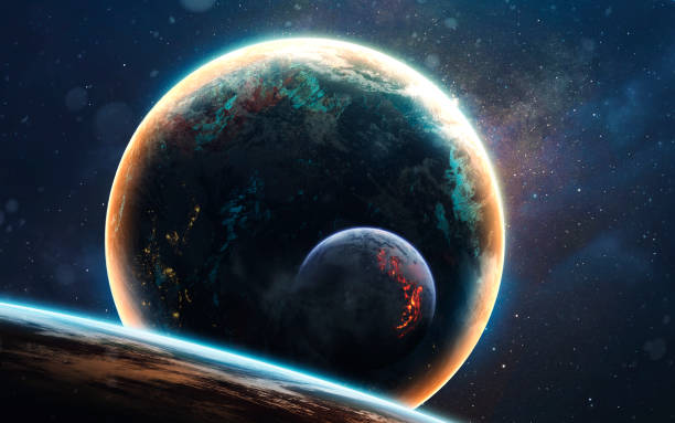 istock Glowing planet in the dark and cold cosmos. Deep space image, science fiction fantasy in high resolution ideal for wallpaper and print. Elements of this image furnished by NASA 1153308352