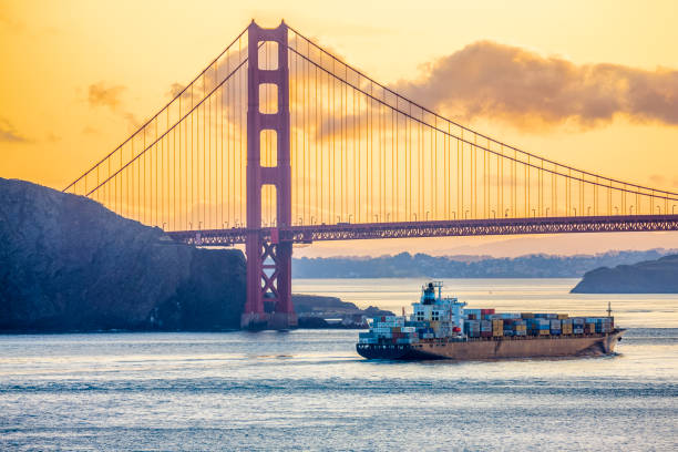 The Golden Gate Bridge and Bay area in San Francisco California at dawn