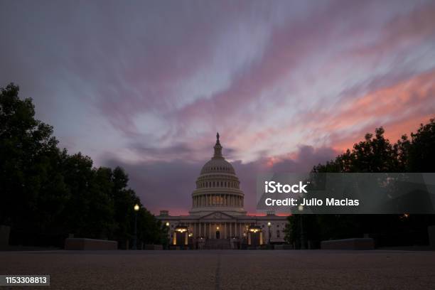 Colorful Sky During Twilight Behind The Capitol Building Stock Photo - Download Image Now