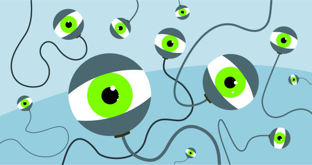 electronic surveillance Electronic eyes looking at you. big brother orwellian concept stock illustrations