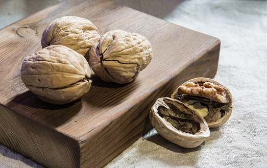walnut on the wood table