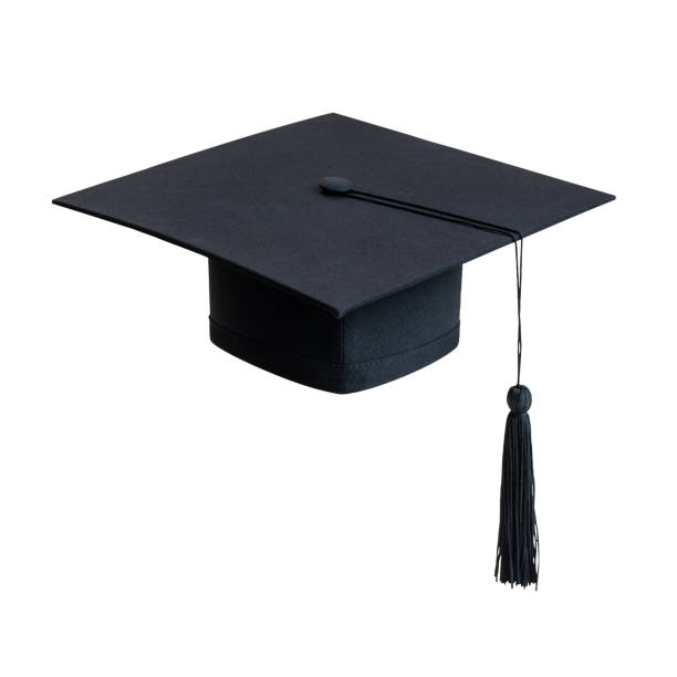 istock Graduation hat, Academic cap or Mortarboard in black isolated on white background (clipping path) for educational hat design mockup and school commencement hat mock-up template 1153310517
