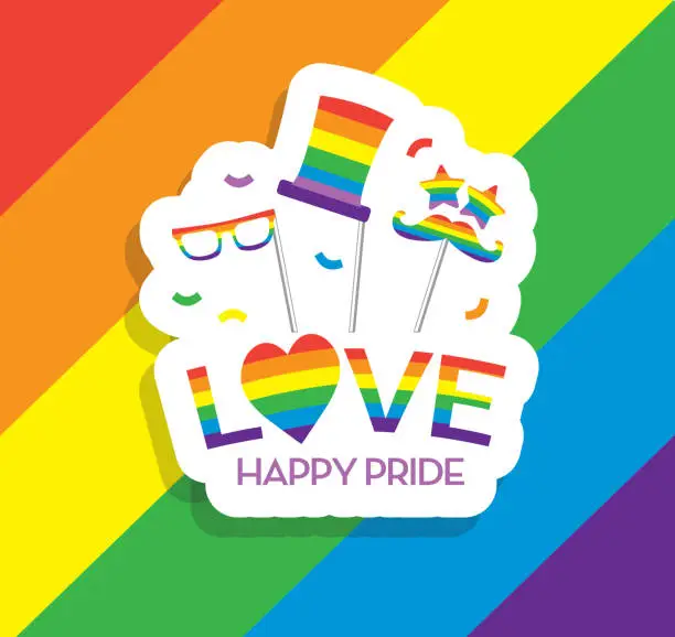 Vector illustration of Gay Pride or LGBT Happy Pride Month label or sticker design