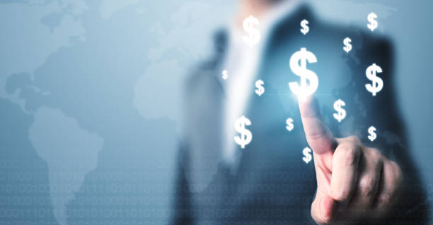 istock Businessman pointing dollar currency icon, Concept online transaction application for ecommerce and internet investment 1153319720