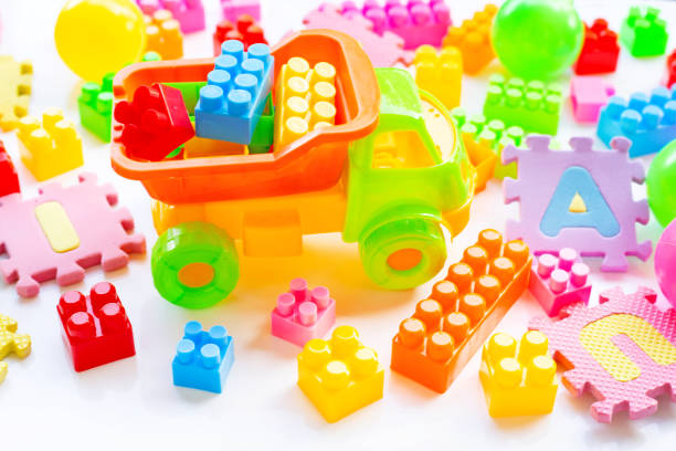 istock Colorful Kids toys on white. 1153327801