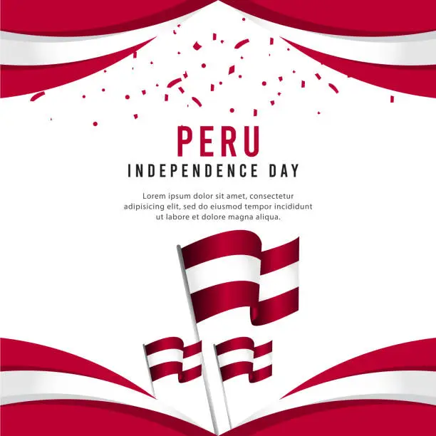 Vector illustration of Happy Peru Independence Day Celebration Poster Vector Template Design Illustration