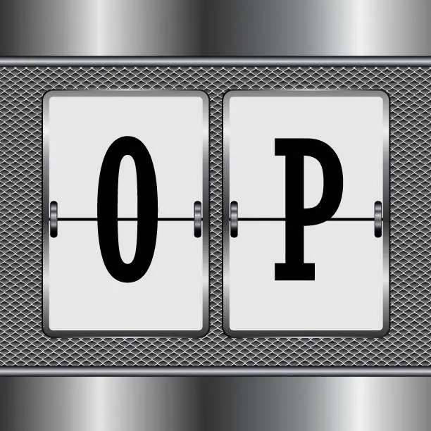 Vector illustration of Metal alphabet of mechanical O-P, vector illustration