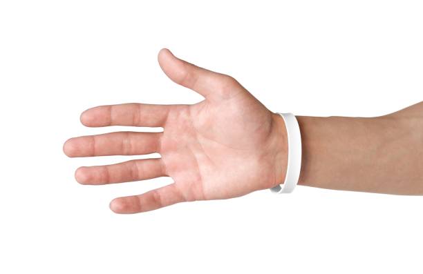 istock Colored rubber bracelets on the arm. Close up. Isolated on white background 1153334256